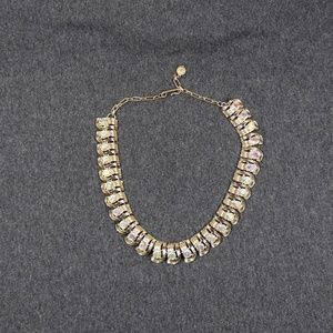 vintage costume jewelry linser gold tone aurora borealis rhinestone necklace